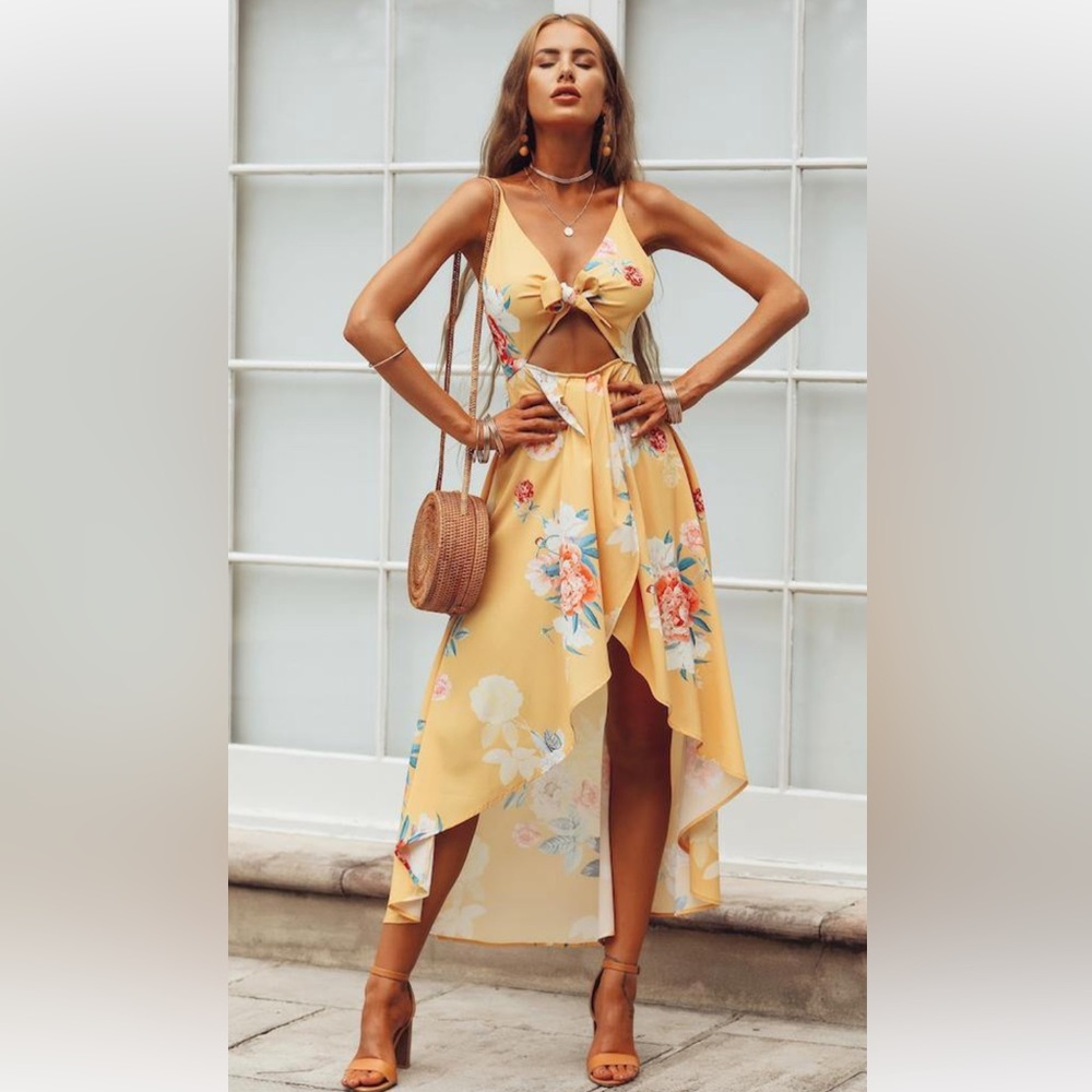Hello Molly Yellow Floral High Low Dress